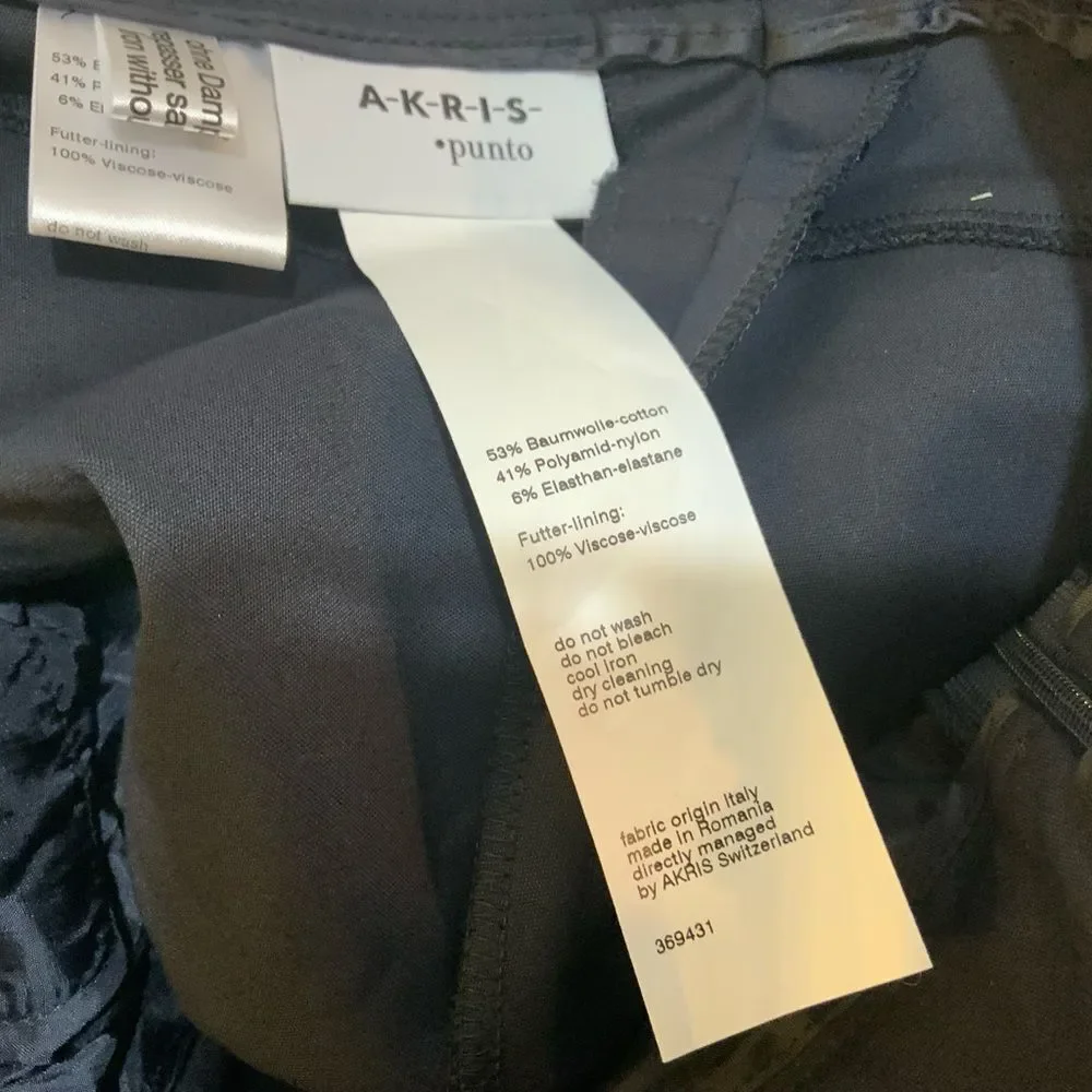 Akris Punto Mara Navy Blue  Pintuck Stretch Jersey Pants size 2